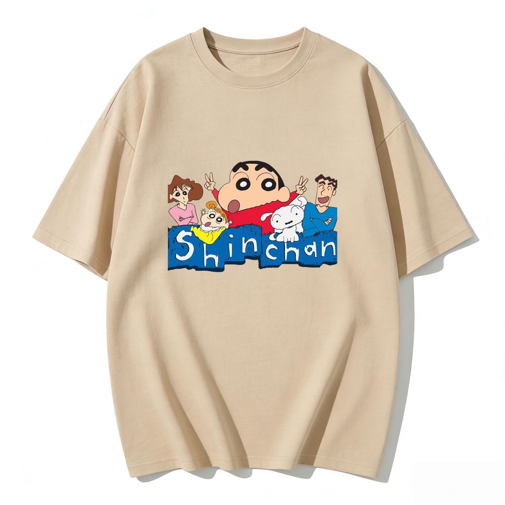 Crayon Shinchan Cute Cartoon T Shirt Couple Clothes Family Matching Tee Summer Casual Short Sleeve Cotton Top Fashion Streetwear