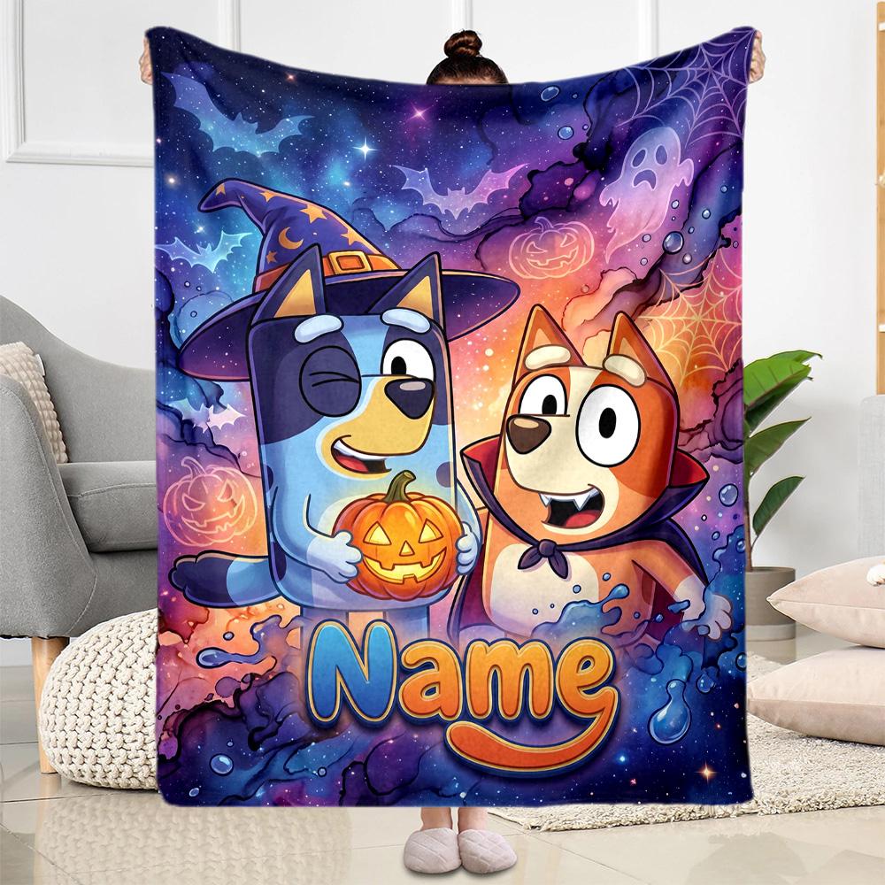 Halloween Night Adventure Customize Text Blanket Gift Customizable Blanket Soft & Cozy Great for Seaside Sofa Picnics Office Chair