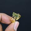 Перидот Кольцо из драгоценного камня ручной работы, Медное гальванопластическое кольцо Антикварные украшения, Регулируемое кольцо Подарок на помолвку