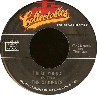 Пластинка 7 дюймов STUDENTS / RE-VELS - I'm So Young / False Alarm COL3411 Коллекционная US Rock Б/у