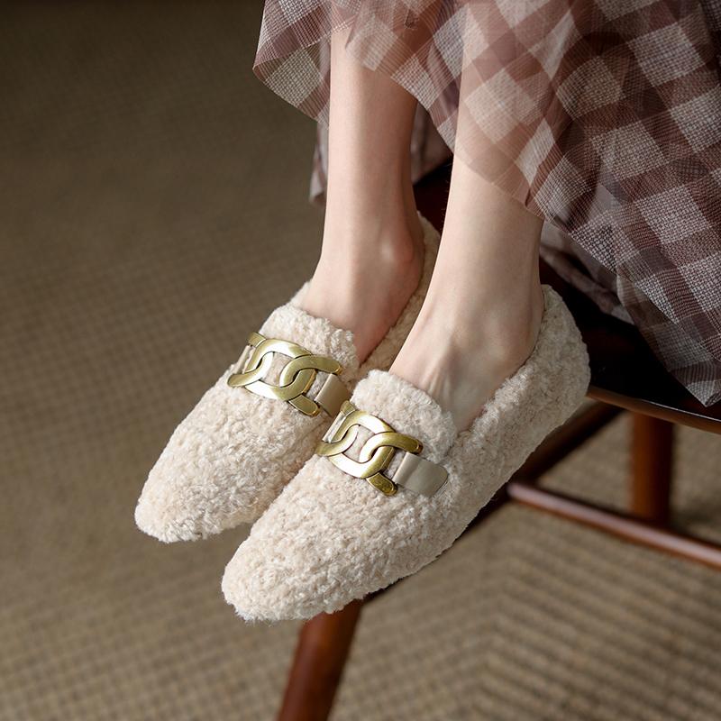 Fashion 2024 New Women Ballet Flat Shoes for Women Round Toe Chunky Heel Shoes Retro Low Heel Shoes Keep Warm Flats