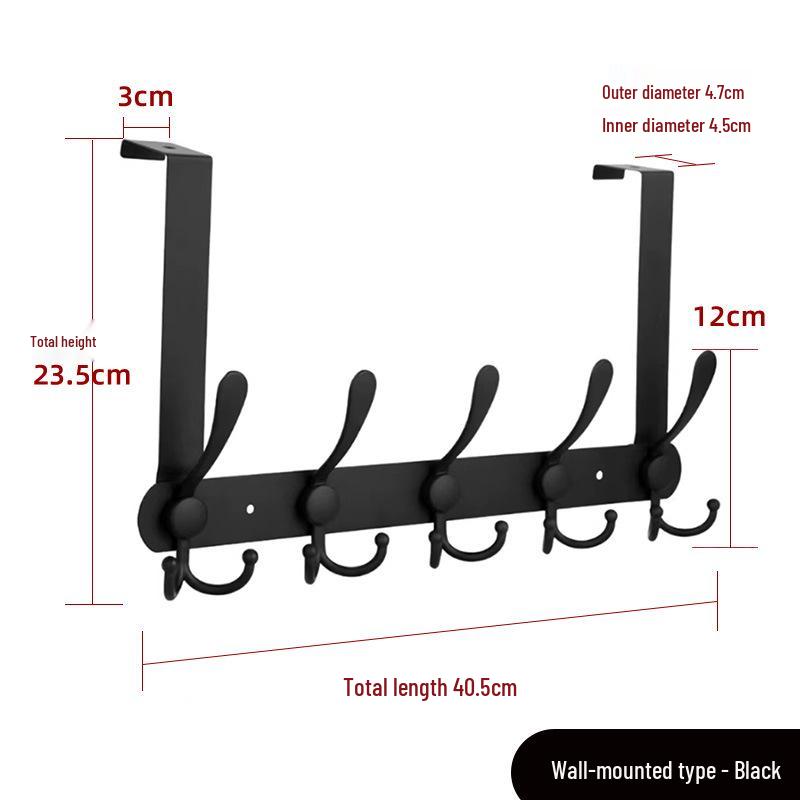 Wall-Mounted No-Punch Door Hook Rack for Bathroom & Bedroom - Clothes, Coats, Hats