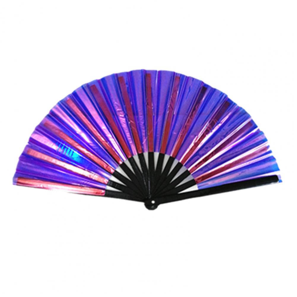 PVC Holographischer Faltfächer Irisierender Handfächer Sommerkühlfächer Dekoration Tanzaufführung Requisiten Pop Party Zubehör