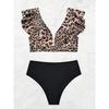 2025 Leopard Print Sexy High-waisted Split Cross Bikini for Women