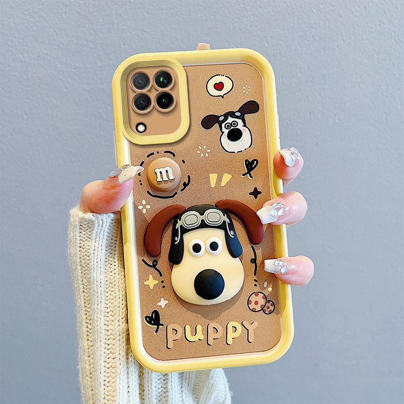 KEYSION Shockproof Case for Samsung A12 A22 4G with Lanyard Silicone Cute 3D Cartoon Doll Phone Cover for Galaxy M32 M12