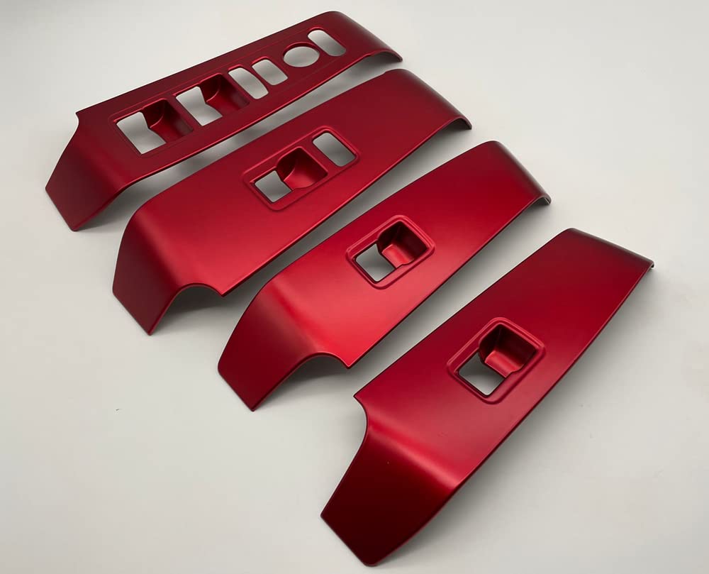 MEKOMEKO ABS Resin Power Window Switch Covers for Honda Civic 11th Generation Red 4-Piece (FL1) (Right-Hand Drive) - (C11-BLSJR)