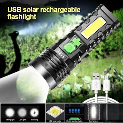 50W USB Flashlight Rechargeable 4 Switch Modes Flashlights Waterproof Torch for Camping Hiking Fishing Adventure Emergency