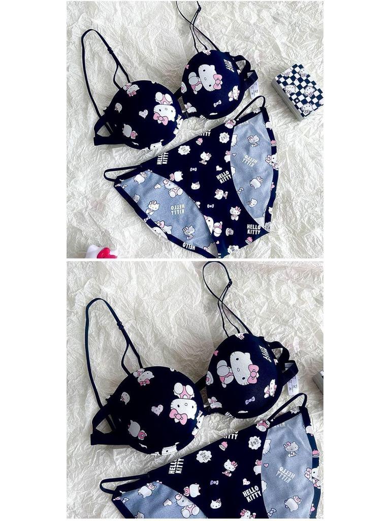 Japanese Style KT Cat Front Closure Sweet & Cute Halter Neck Underwear - Sexy and Bust-enhancing for Women