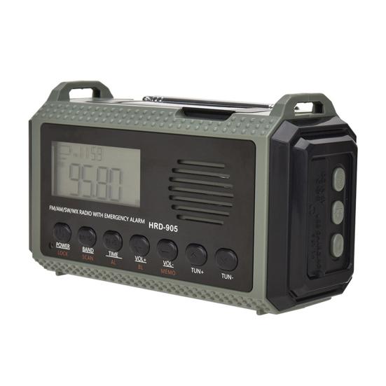 Multifunctional Emergency Radio with Solar Panel Hand Crank USB Charging AM FM SW NOAA Weather 3.5mm Headphone Jack SOS