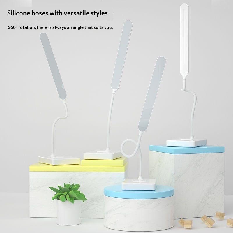 Rechargeable Led Eye Care Desk Lamp With 3 Color Modes Dimmable Phone Stand For Home Office Reading Working