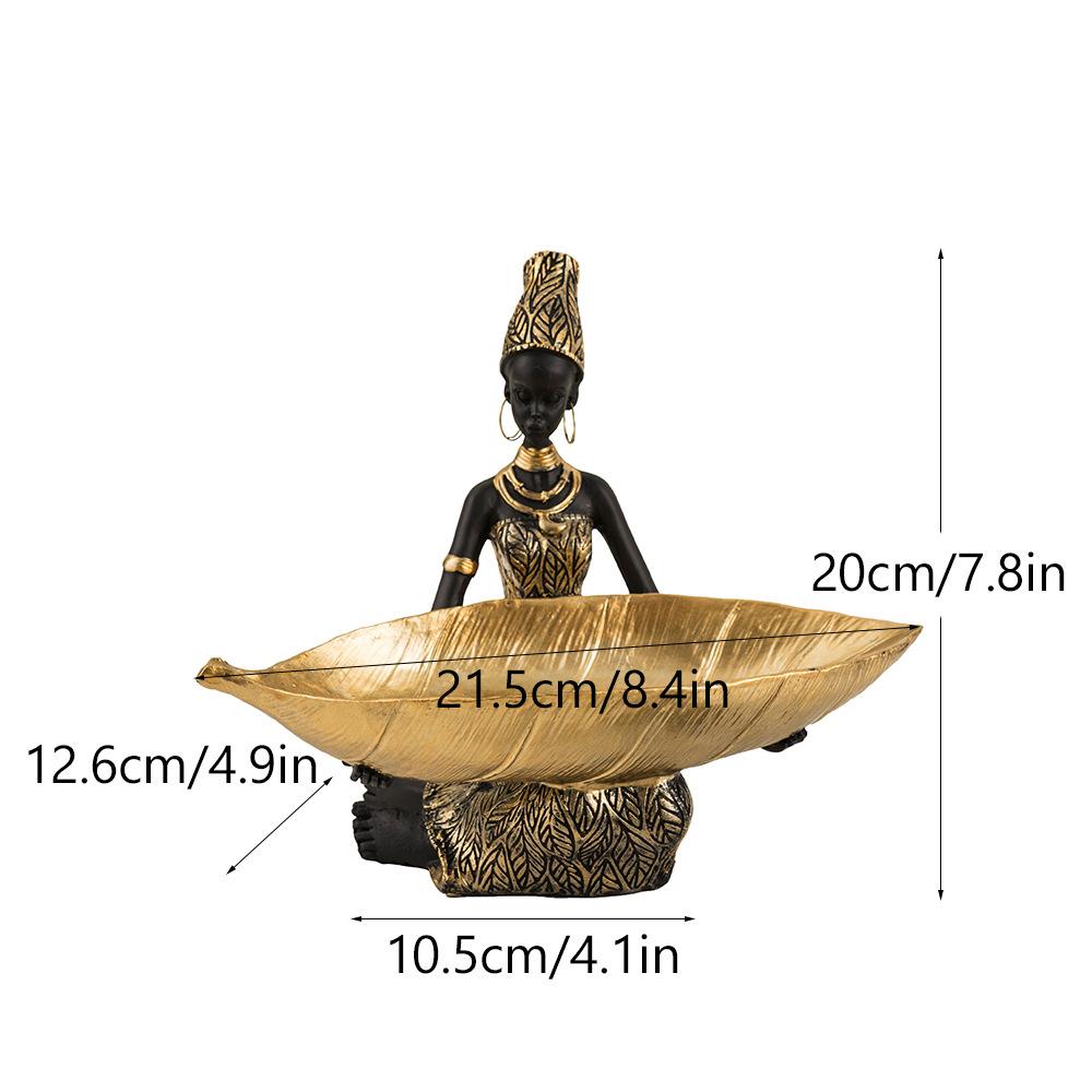 Storage Black Women Sculpture Creative Ornaments Home Living Room Desktop Wine Cabinet Entrance Resin Crafts
