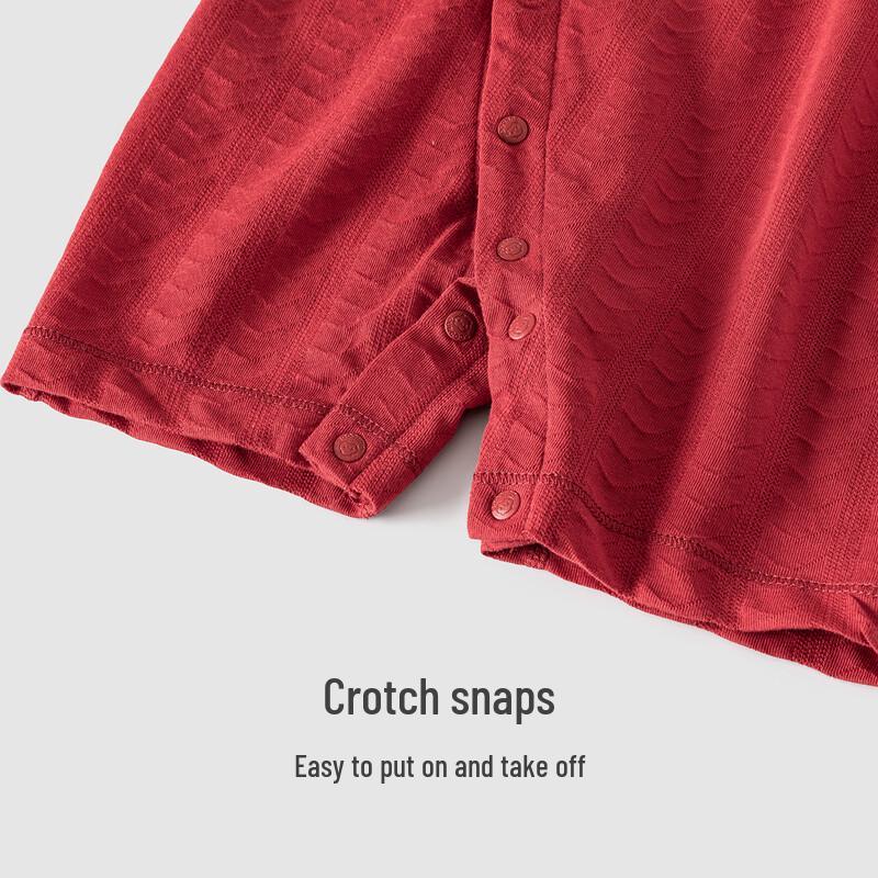 Guaqi Bear Baby Tomato Red Cotton Short Sleeve Romper