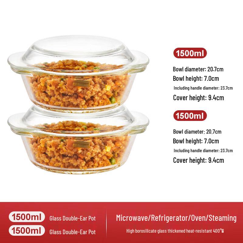 ZISIZ Glass Bowl with Lid for Microwave