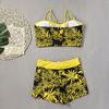Bikini z wysokim stanem Damskie Vintage Kwiatowy Wzór Plisowany Sznurek Push-Up Patchwork Kostium Kąpielowy Duży Rozmiar Strój Kąpielowy