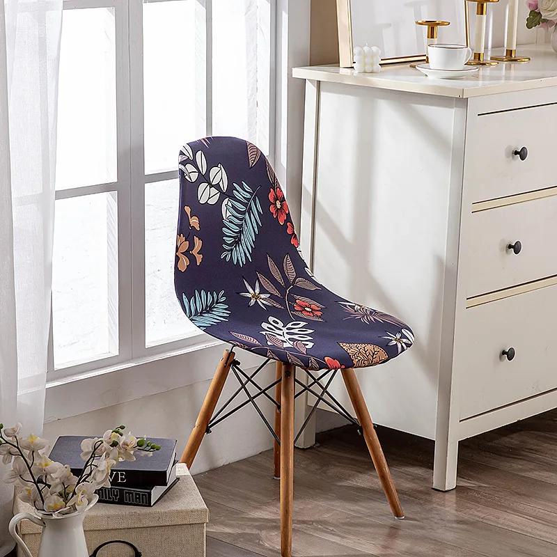 Elastic Printed Dining Chair Cover Back Chair Covers Household Chair Covers Special-Shaped Office Home Removable Fundas Sillas