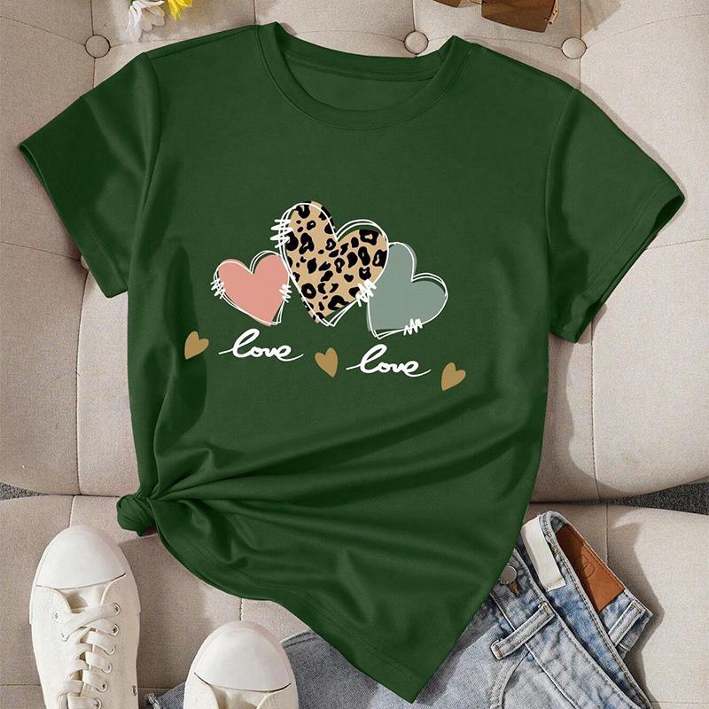 Mode Dam Personlighet Kärlekstryck T-shirt Rolig Casual O-hals Kortärmad T-shirt Sommar Dam T-shirt
