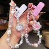Cute Cat Crystal Mobile Phone Chain Ins Boutique Handmade Beaded Pendant Women's Niche Light Luxury Wrist Pendant Short