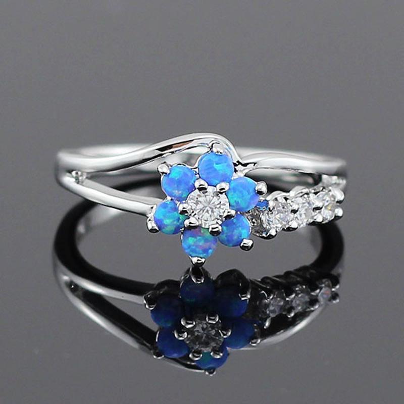 Creative Flower Opal Diamond Ring - Women's Hot-Selling Engagement Jewelry
