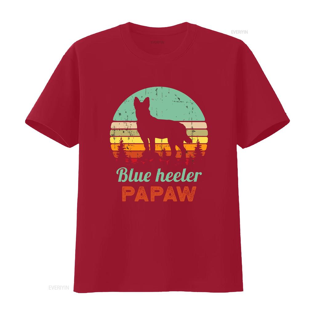 Blue Heeler Pops T Shirt Dog Dad Australian Cattle Fathers Day vintage Washed Stretched designer clothes Unisex homme