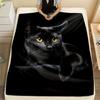 Schwarze Katze Druck Flanelldecke Weicher Warmer Überwurf für Couch Sofa Büro Bett Camping Reisen Gemütliche Nickerchen Decke