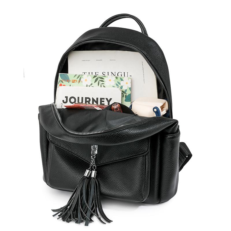 Plecak z frędzlami Plecak damski z miękkiej skóry Torba szkolna dla studenta