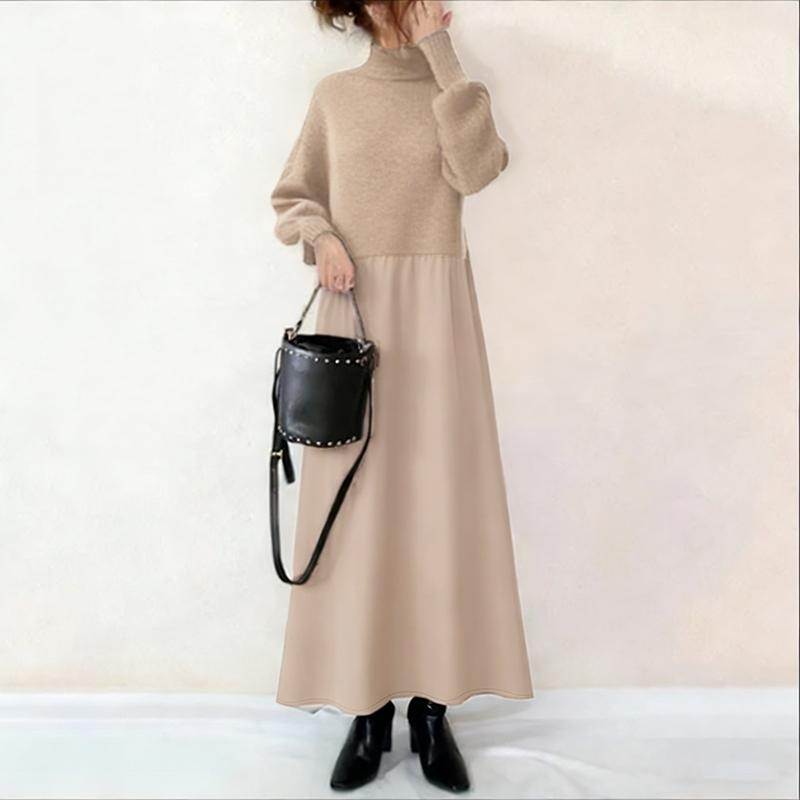 ZANZEA Lässiges, lockeres Langarmkleid für Damen mit Stehkragen