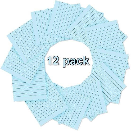 (12 Pads) Lined Sticky Notes 4x6 in Ruled Stickies Super Sticking Power Memo Pads, Light Blue