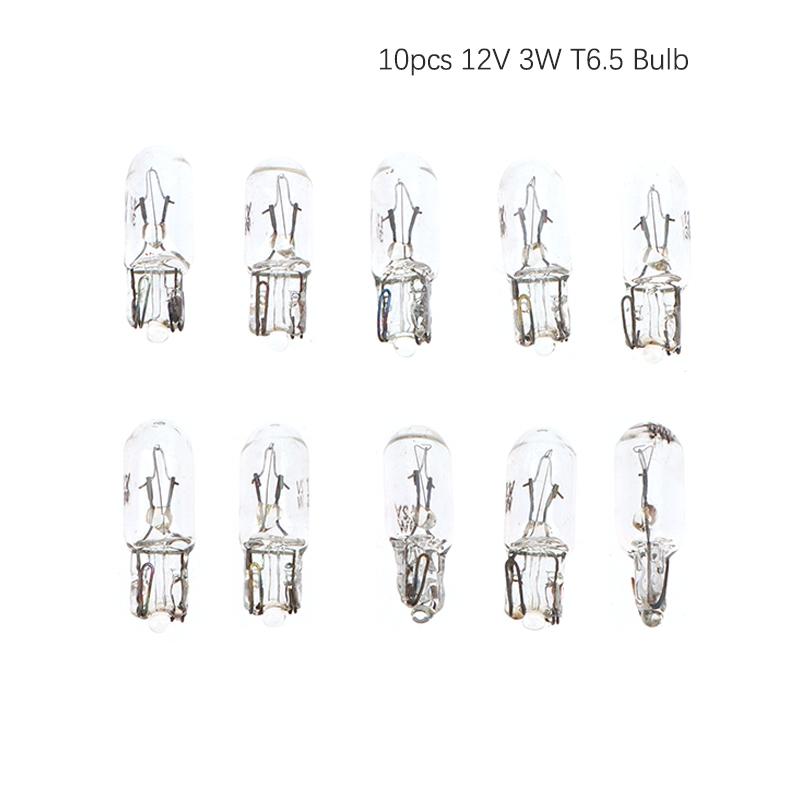 10Pcs Bulb 12V 3W T6.5 Car Dashboard Instrument Panel Light Indicator Lights