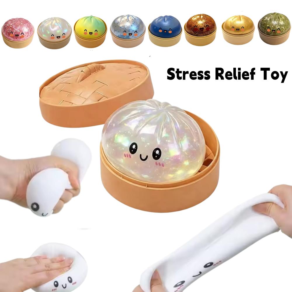 Bai Fen Bai Toys Giant Squishies Dumpling Bun Toy, Slow Rising Glitter Dumpling Stress Ball, Stress Relief Fidget Toy For Home Office Travel