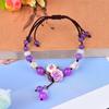 Summer Refreshing Purple Crystal Beads Adjustable Size Anklets Smooth Comfortable Golden Sand Coloured Glaze Jewelry On Foot