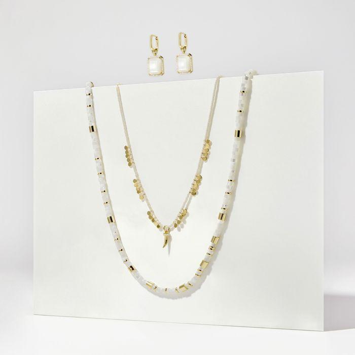 Collier Luxenter en argent 925 avec nacre blanche finie en or jaune 18K - Wicoy