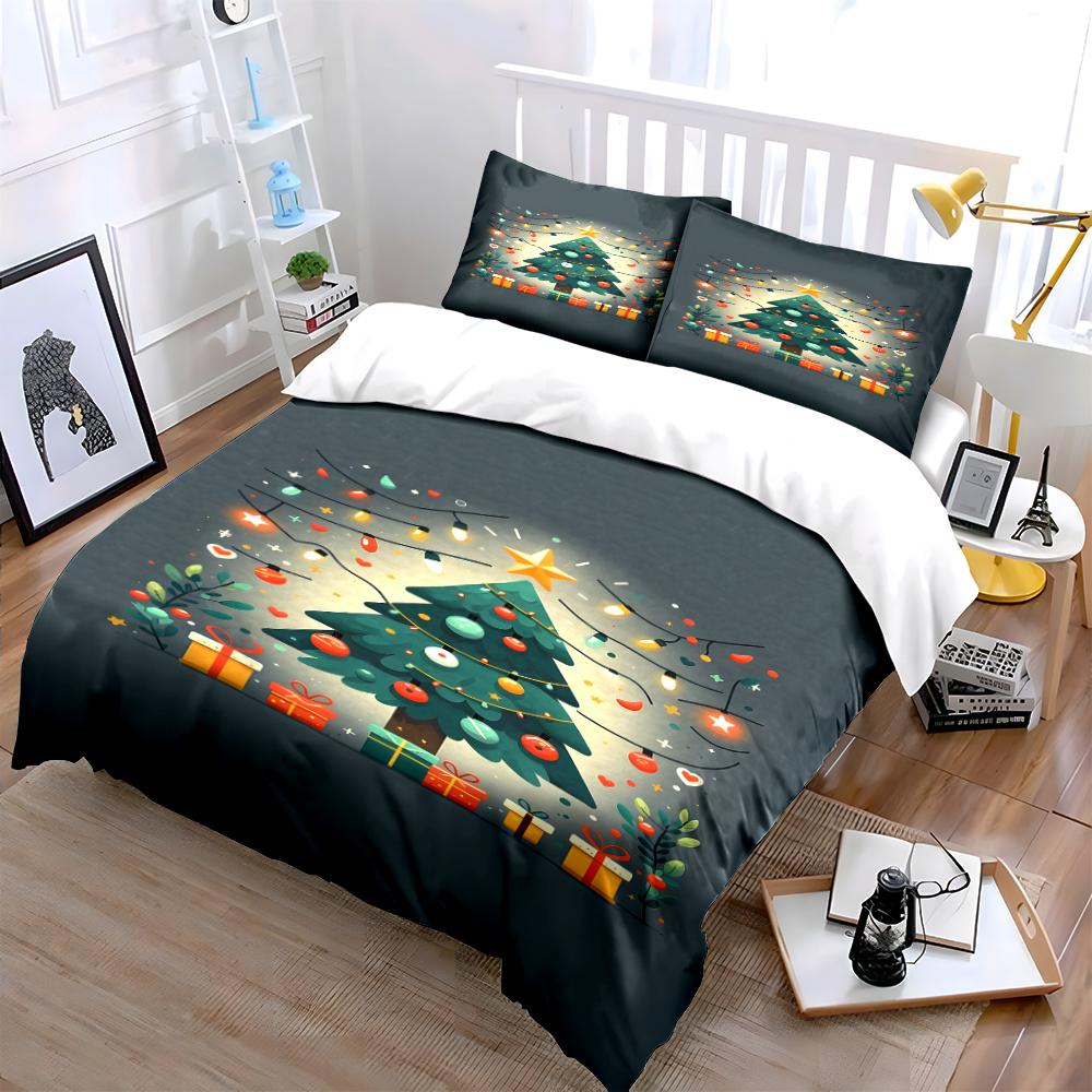 Christmas Tree Bedding Set with Lights Bedding Set (1 Duvet Cover, 2 Pillowcases, Duvet Not Included)