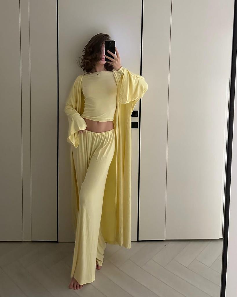 European & American Women's 2025 Summer Casual Long Cardigan & High-waisted Trousers Set.