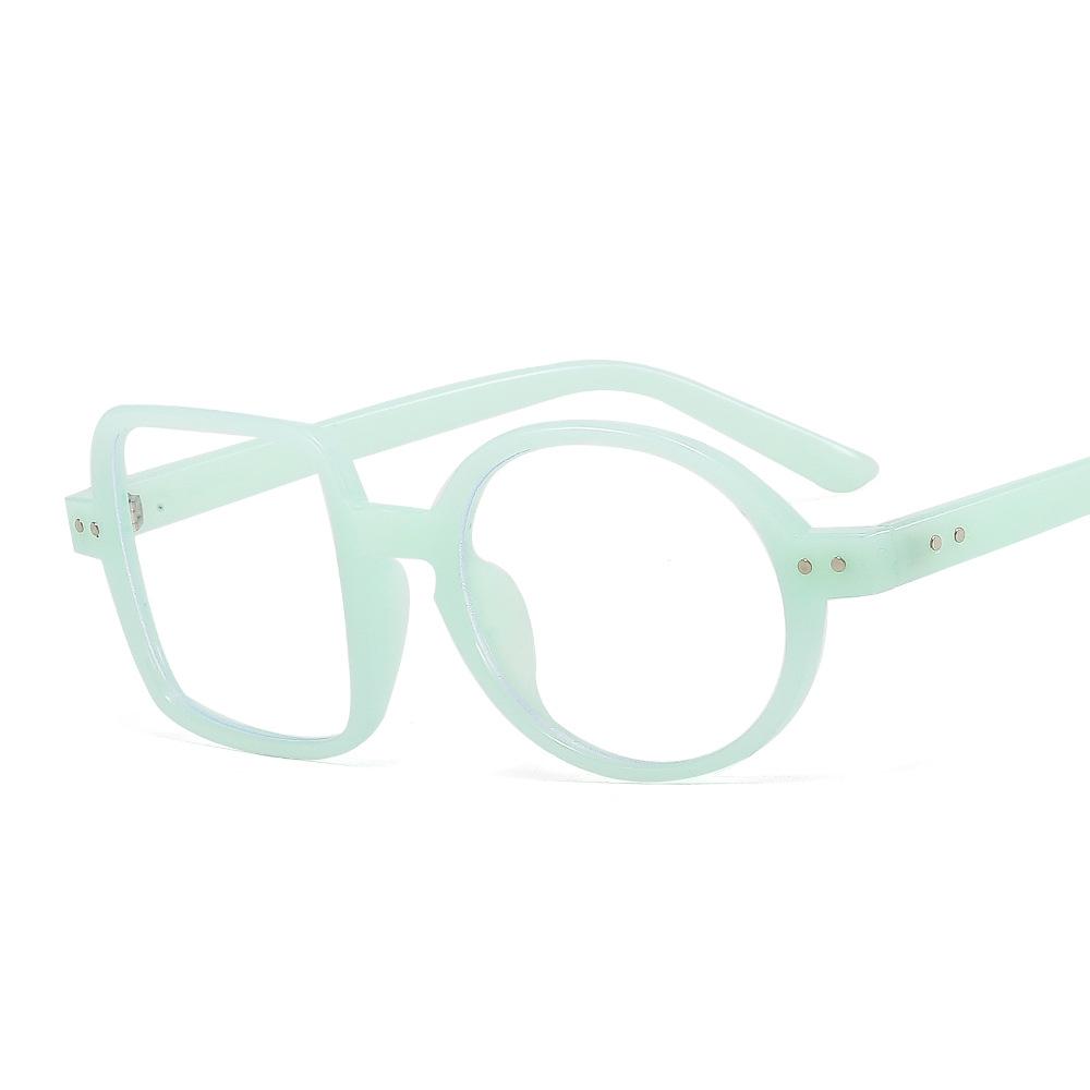 Women's Glasses Anti-Blue Light Fashion Personalized Hip Hop Square and Round Color Matching Plain Glasses Party Street Shooting Stylish Glasses