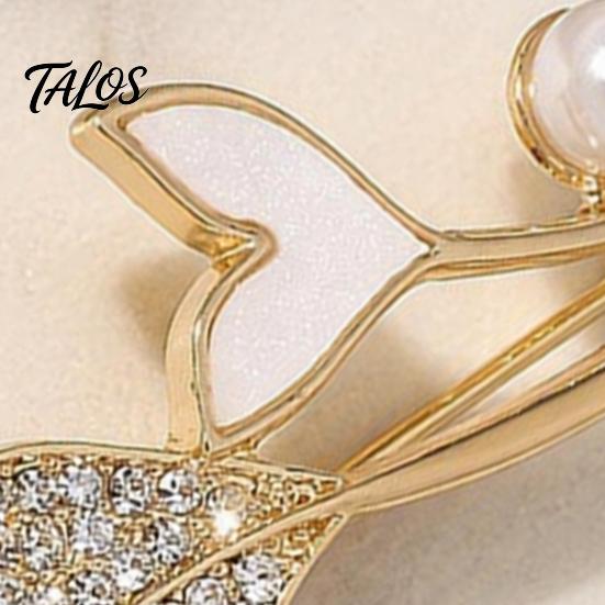 Alloy Brooch for Women Pearl Fishtail Pin, Strong Buckle Design, Sturdy Electroplated Fashion Accessory Finish Brooch, Marine Style Coats Shirts Bags