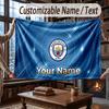 Custom Name Flannel Throw Blanket Manchester City Pattern Warm Home Decoration