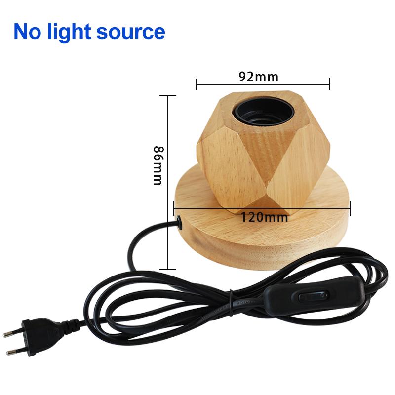 Retro Vintage Wood Table Lamp E27 Socket Wooden Desk Lamp Base Holder EU Plug Bedside Lamp 220V 110V Home Decor Table Light