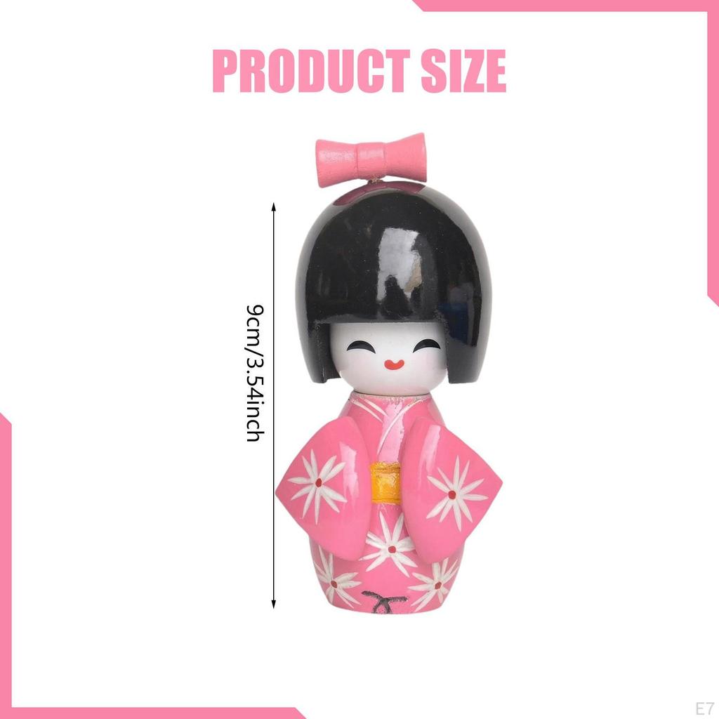 Figura Decorativa Japonesa de 9 cm, Estilo Kabuki, de Madera para Mesa o Oficina.