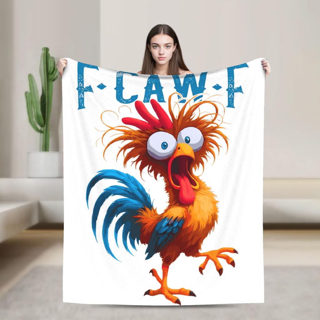 Warm Soft Blanket Girls Boys Picnic F-Caw-F Chicken Cartoon Bedding Throws Flannel Bedspread For Living Room Sofa Bed Cover