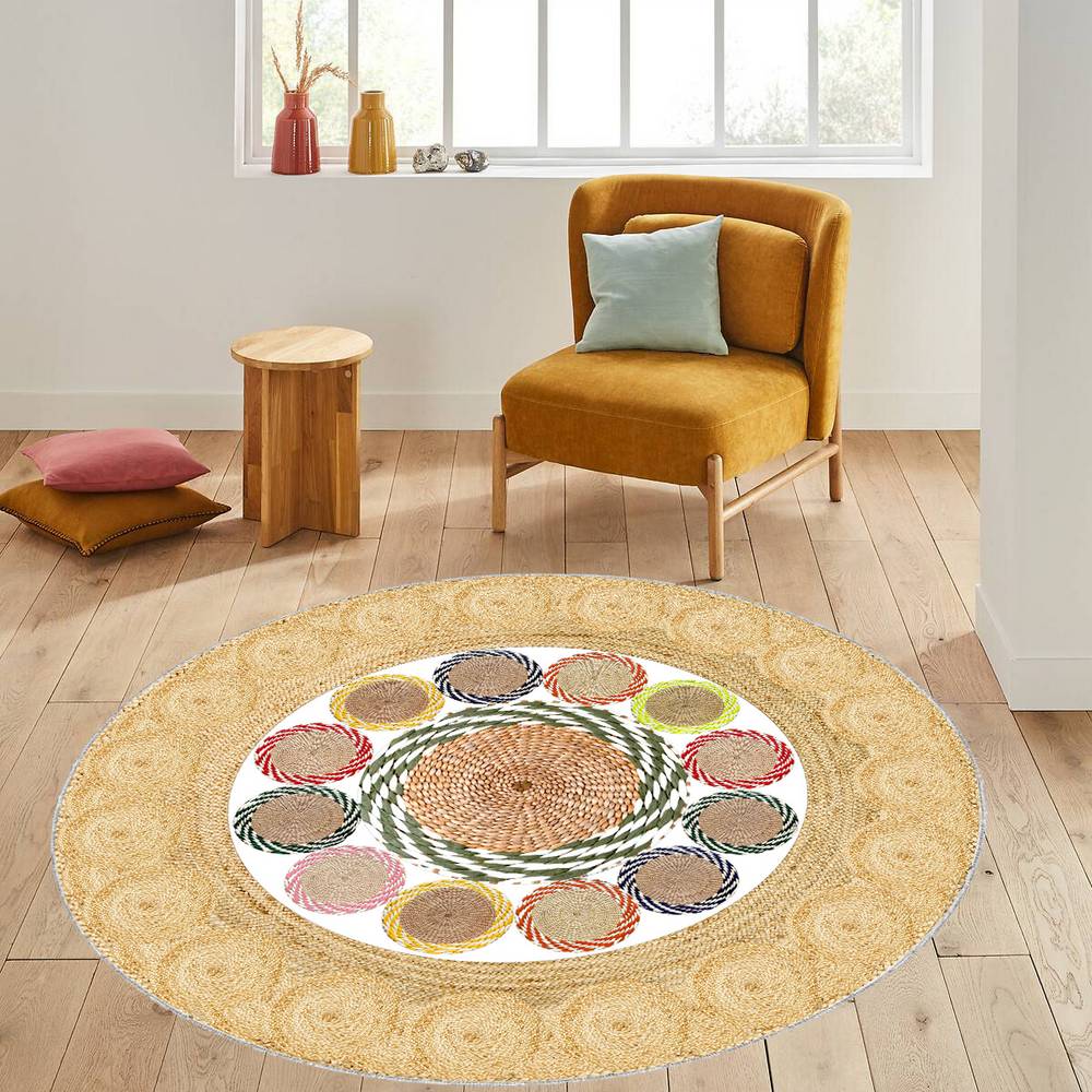 

Rovigo Home Моющийся круглый ковер с принтом RHM7064-SD336 100x100 коричневый