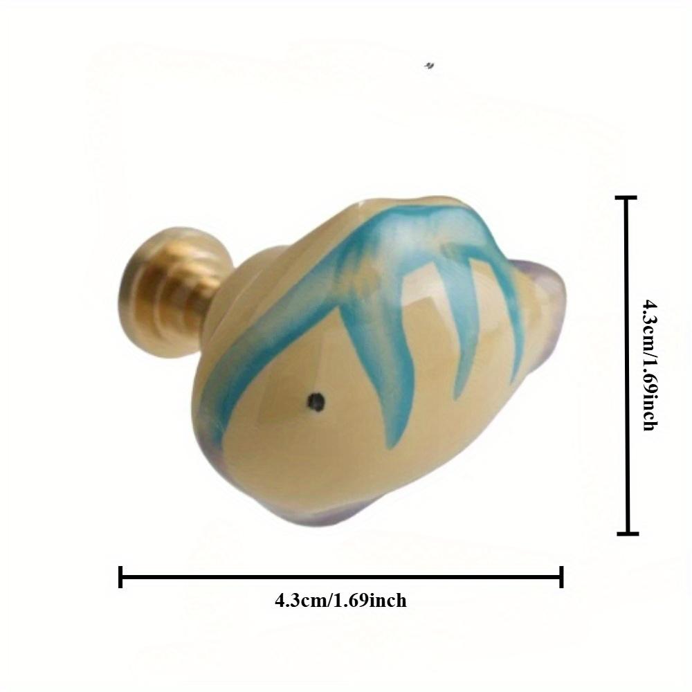 

1 шт. Керамическая мультяшная ручка Лев Панда Лиса Коала Осел Форма тропической рыбки Латунное основание Фурнитура Ручки для ящиков для детей/детей fish 3