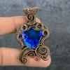 Blue Topaz Handmade Copper Wire Wrap Jewelry Pendant 2.56" c5P57