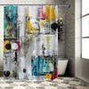 Tenda da Doccia Arte Moderna Pitture Astratte Per Decorazione Bagno In Blu Verde Arancione Nero Bianco Extra Lunga 72X84 Pollici