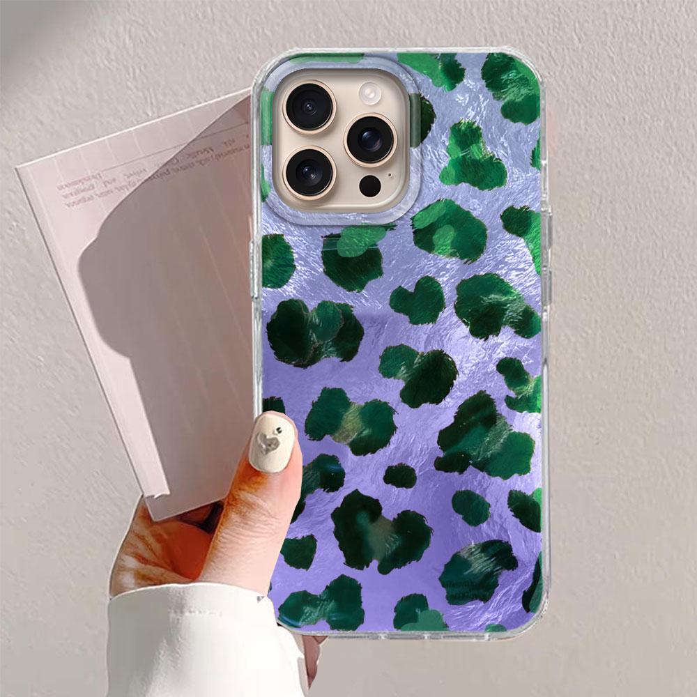 Pink Green Leopard Print Women Phone Case for Iphone 17 Air 16 15 14 7 8 Plus 13 11 12 Pro Max X XS XR SE 2022 2020 16e Cover