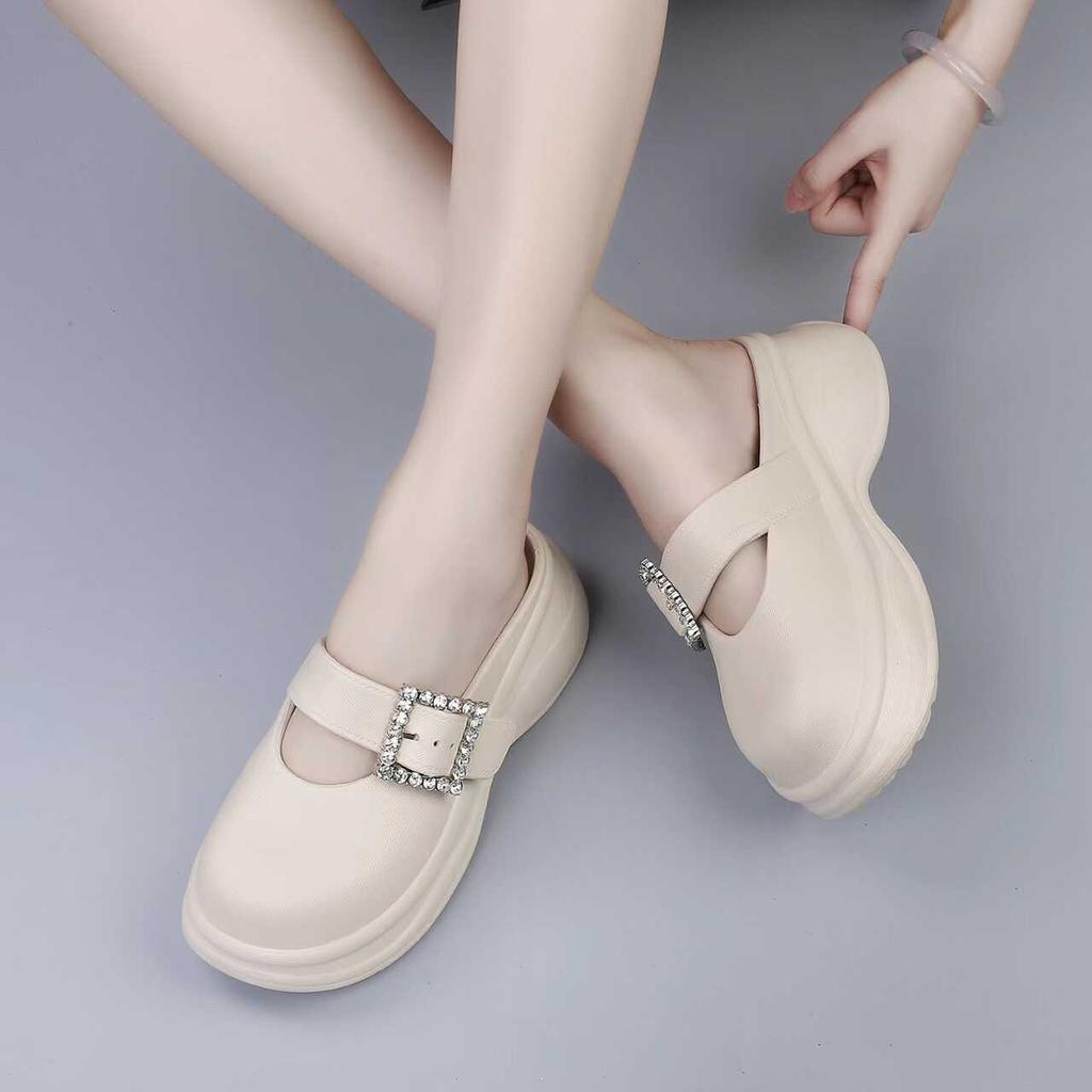 Frühling Neue Damen Lässig Bequem Dicksohlige Halbschuhe Weiche Sohle Mode Sandalen Damenschuhe