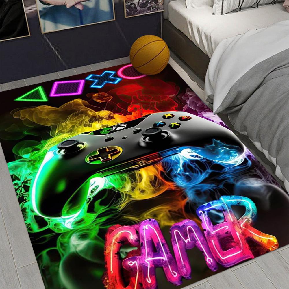 Geometric Neon Game Controller Carpet Gaming Carpet for Kids Boys Man's Room Large Floor Mat Living Room Home Decor Floor Mat