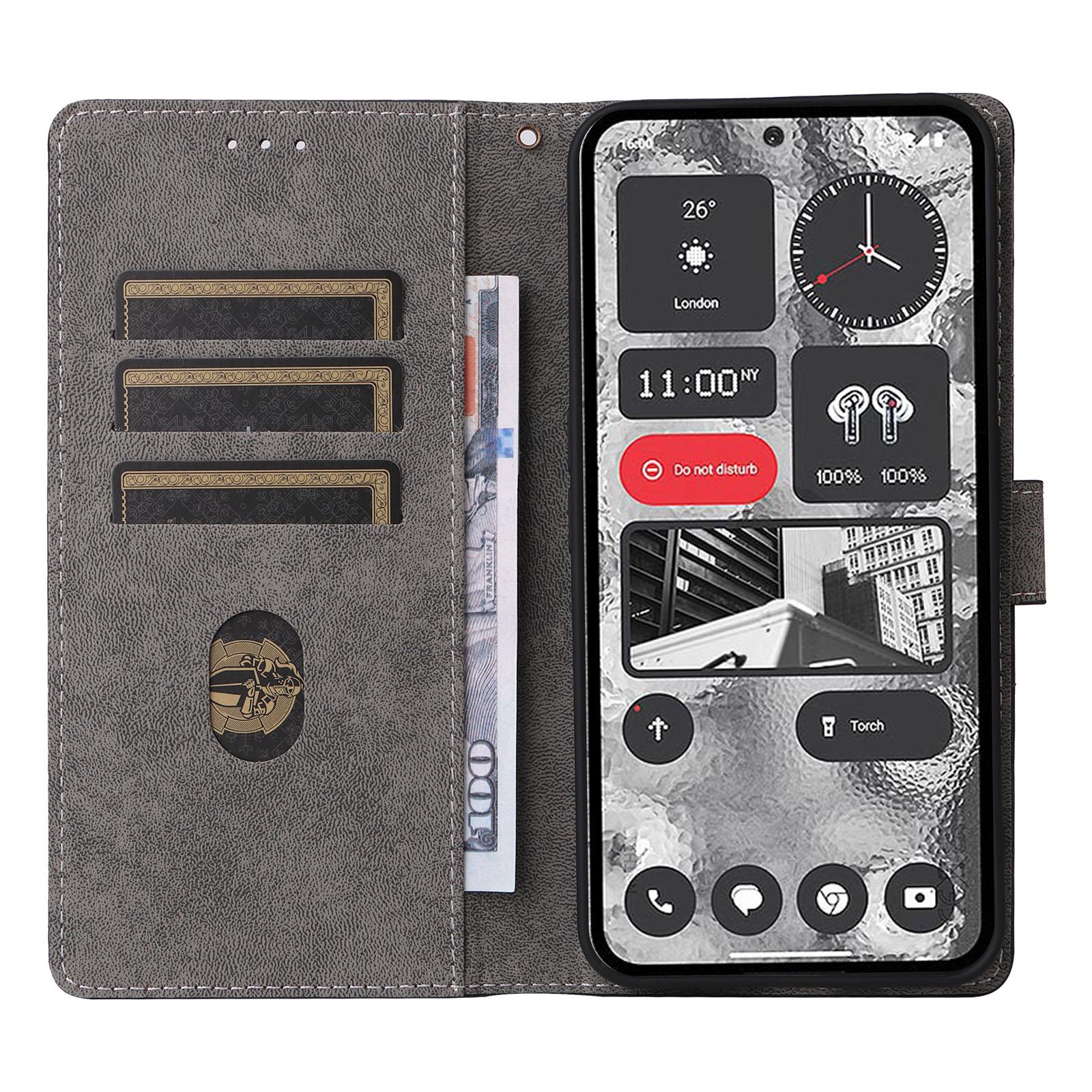 

For Nothing Phone (2) Anti-drop Phone Case RFID Blocking Leather Wallet Stand Cover with Strap Green