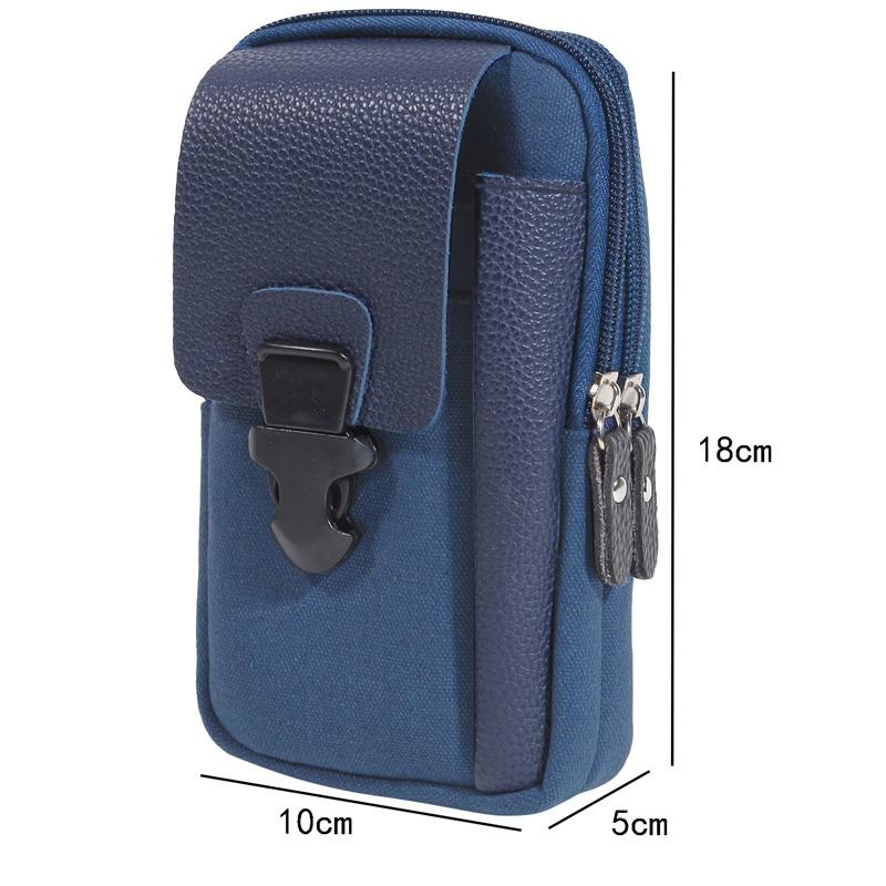 Casual Men Waist Bag Small Solid Color Zipper Fanny Pack Card Holder 4 Inch Phone Pouch Belt Bag Purse Outdoor Sports