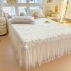 Princess Style A-class Lace Bed Skirt Cooling Mat Three Piece Set, Cool Feeling Ice Bean Bed Skirt Ice Silk Mat Three Piece Set
