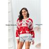 2026 Autumn/Winter Women's Red Christmas Sweater with Deer and Snowflake Design